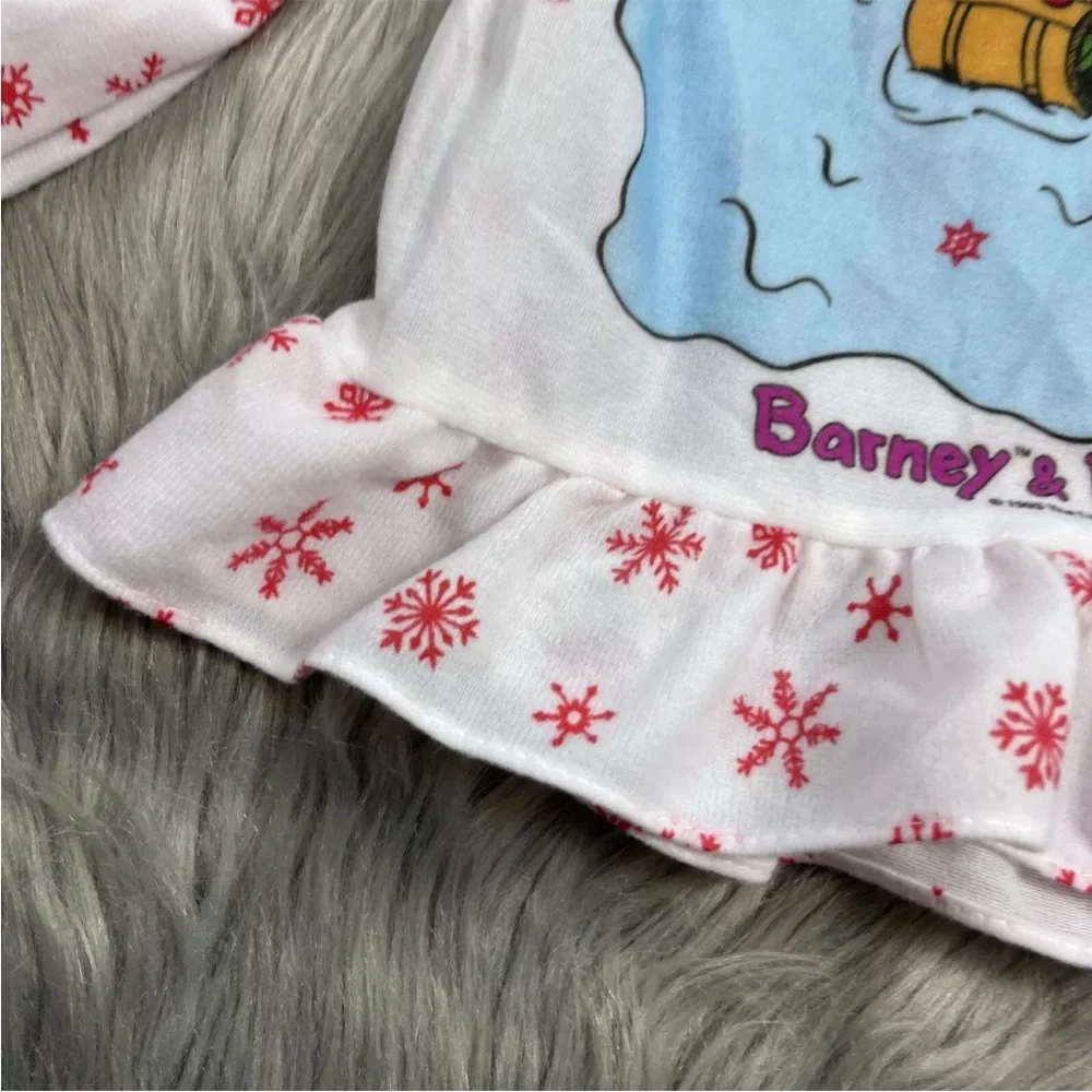 Vintage 1992 Barney Toddler Pajama Top Winter Christmas